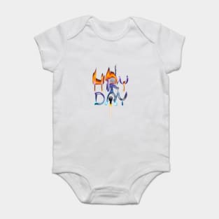 Matchstick with a Flame that Creatively Transforms into the Words “HAPPY DAY' Baby Bodysuit